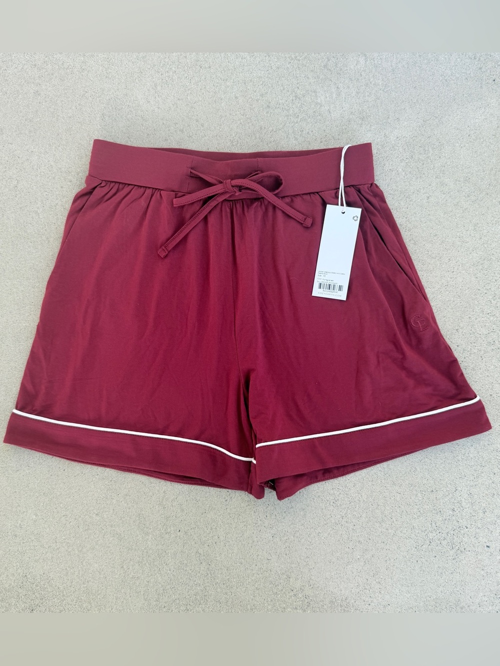 NWT Cozy Earth Bamboo Stretch-Knit Classic Pajama Short Burgundy XS Lounge Soft